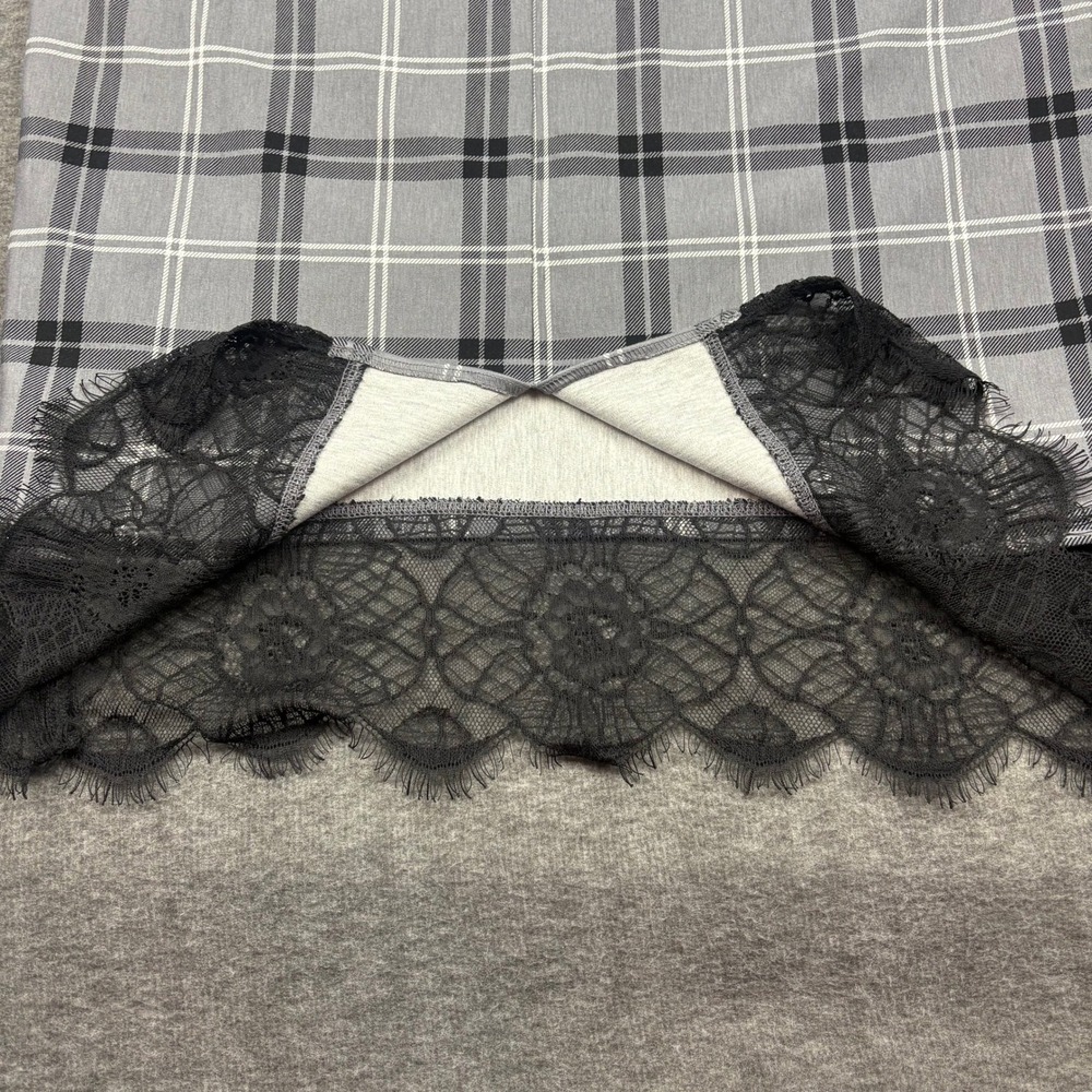 NEW Torrid Gray Plaid Pull On Mini Studio Luxe Ponte Lace Trim Pencil Skirt - Picture 5 of 12